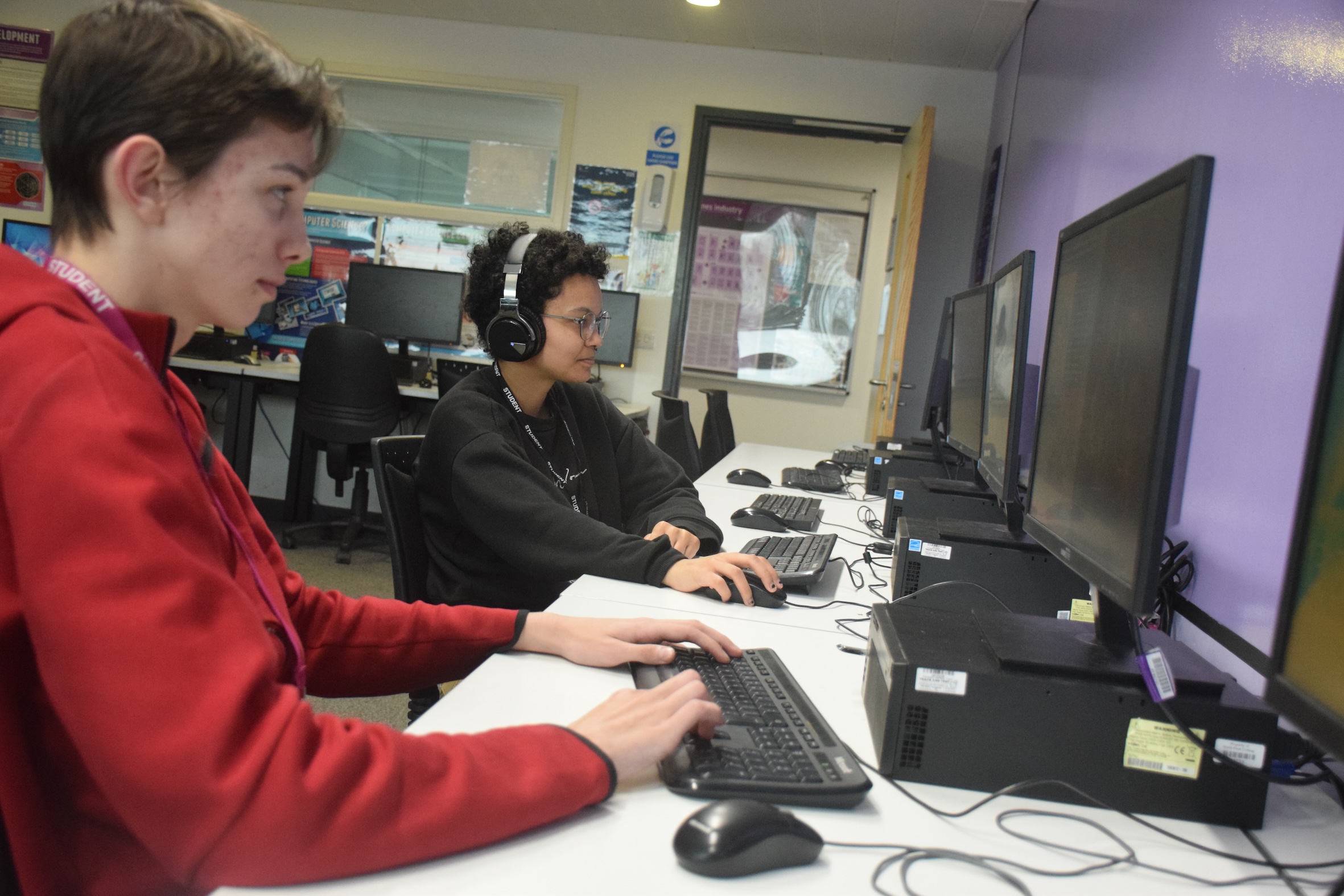 Two students sitting at computers