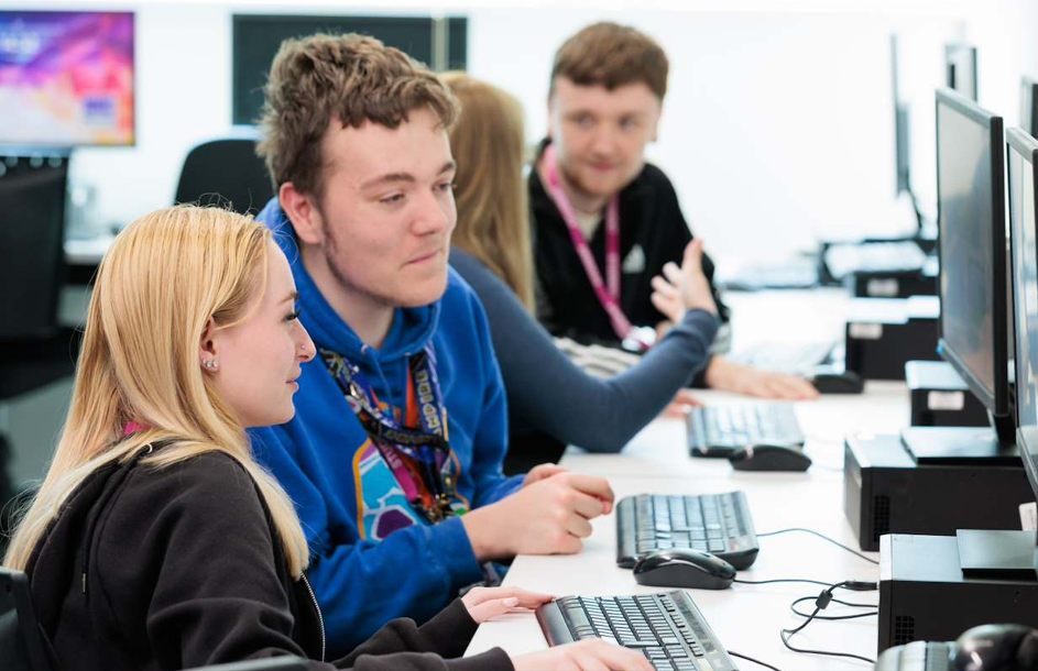Student working on computer